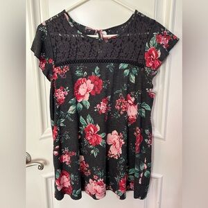 Torrid Plus Size Floral Lace Trim Top